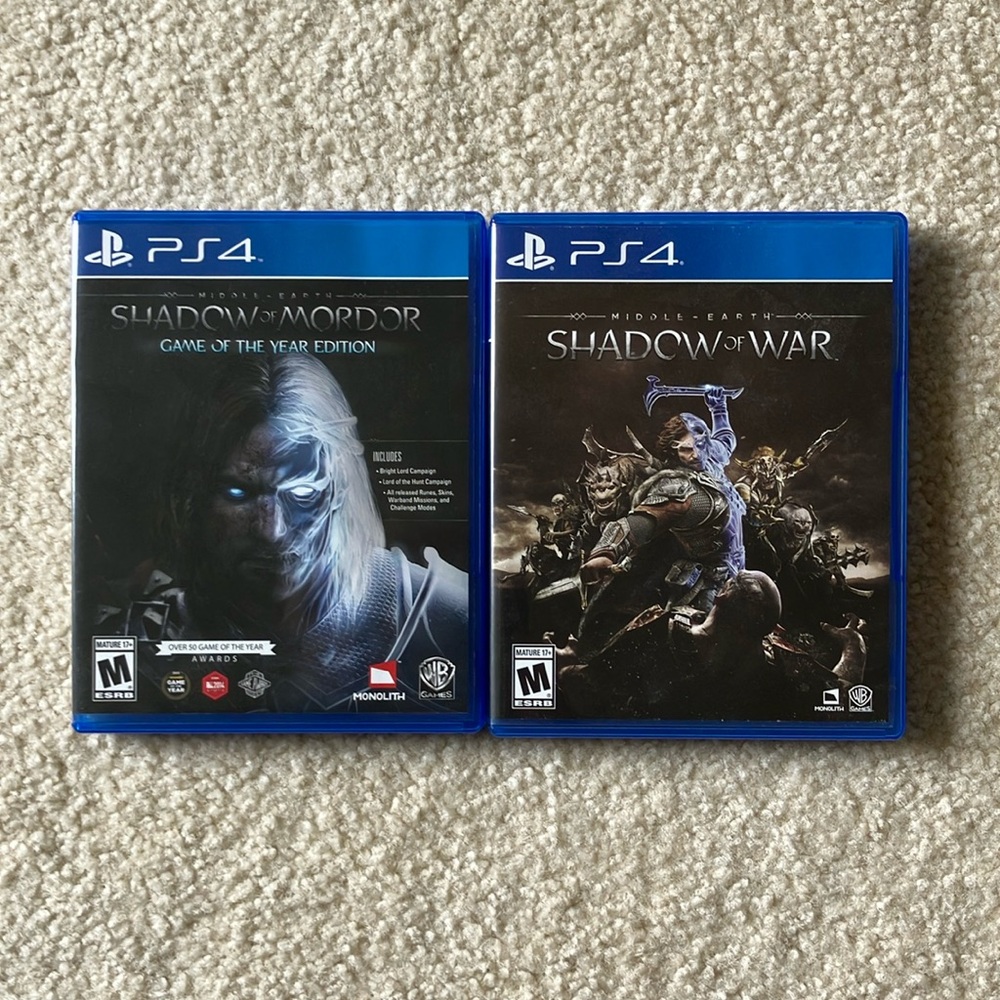 PS4 Shadow of Mordor (game of the year edition) and Shadow of War Like New